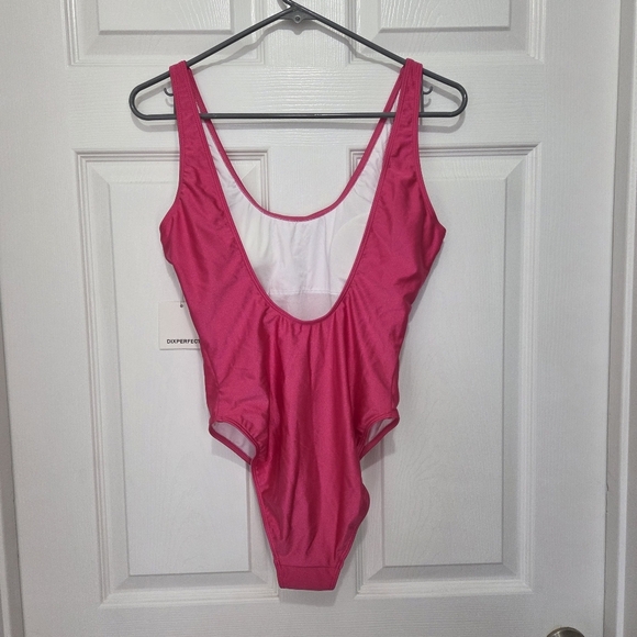 Dixperfect Retro 80s/90s Hot Pink One Piece Swimsuit Size M - Picture 5 of 10
